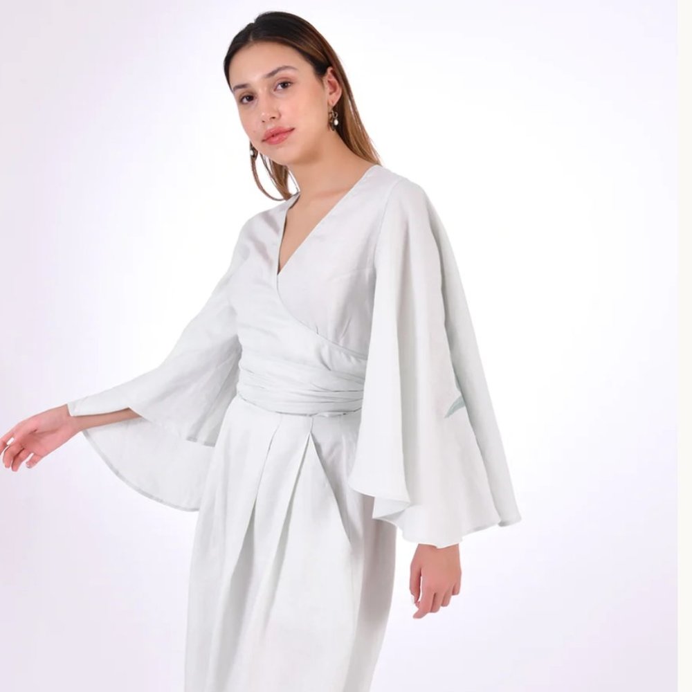 Fanm Mon Veve Linen Top in Mint Green